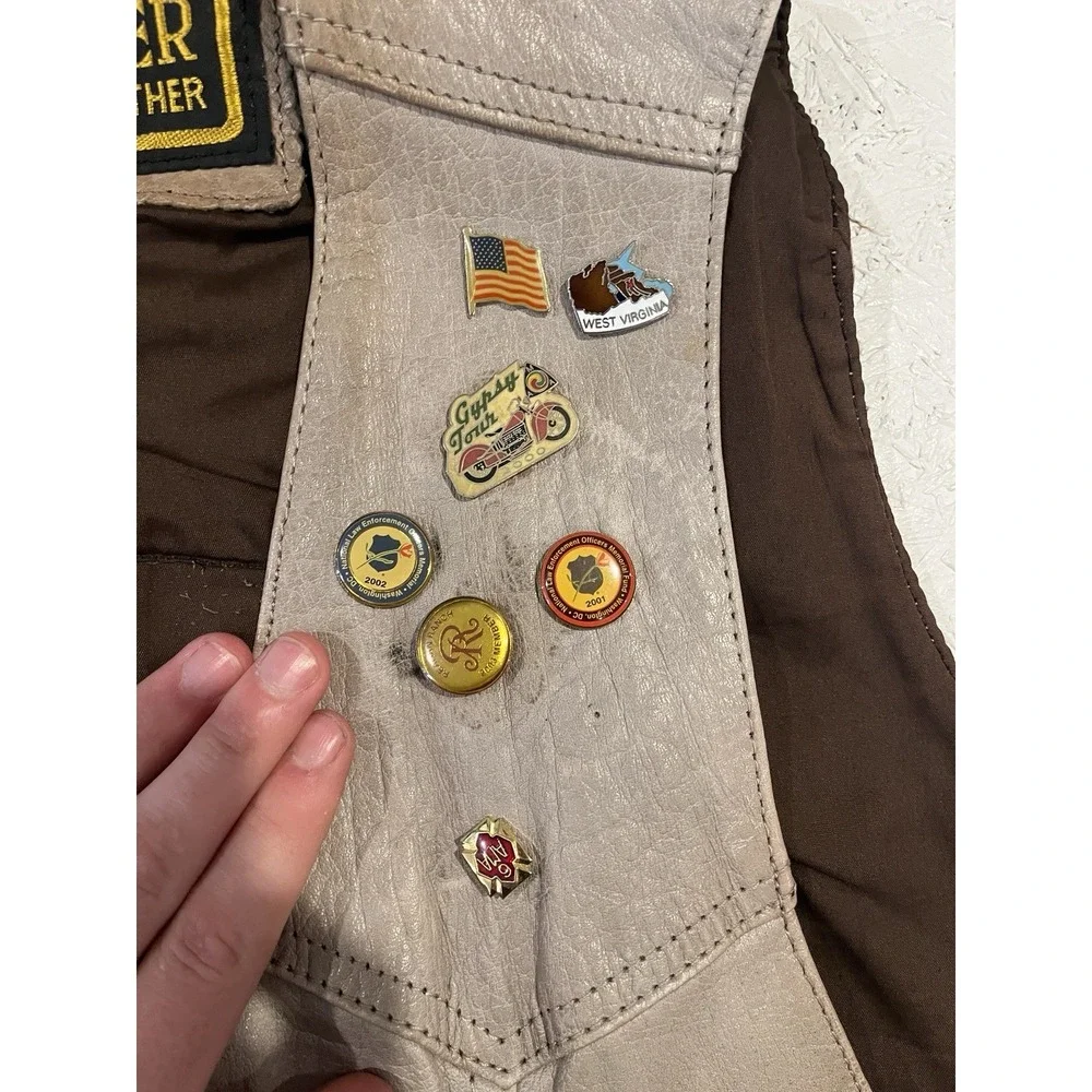Vintage Hudson Leather‎ Gold Wing Road Riders Motorcycle Vest Mens 48 Grunge